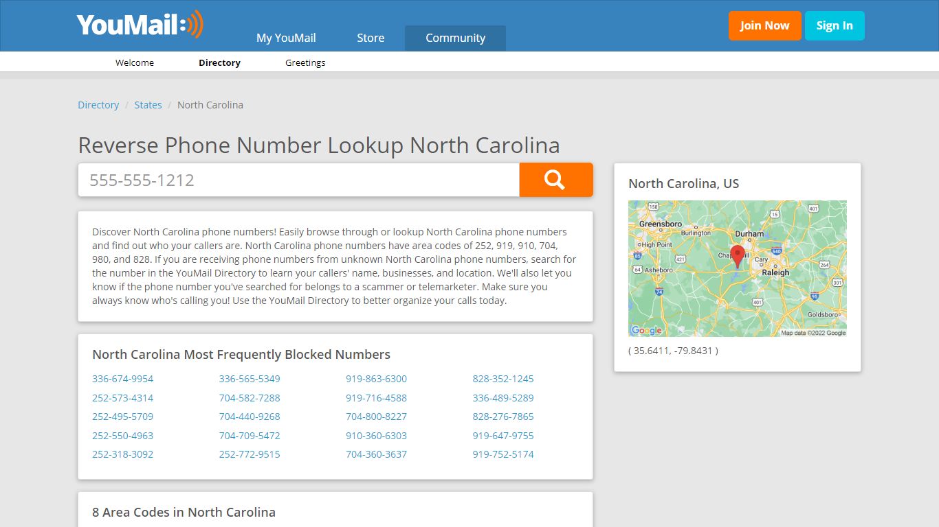 North Carolina Phone Numbers - Reverse Phone Number Lookup NC - YouMail